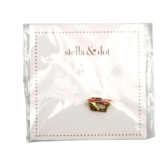 Stella and Dot Key Slide Charm Red Enamel High Heel Shoe Gold Tone - Picture 4 of 4